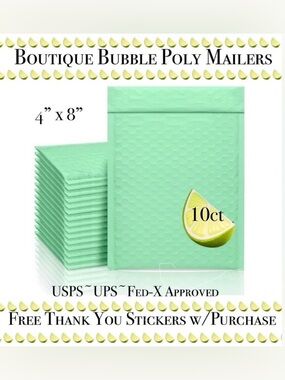 10ct  Bubble Poly Mailers 🍋‍🟩🆕🍋‍🟩
Boutique Mailers  w/ 25ct Free Stickers